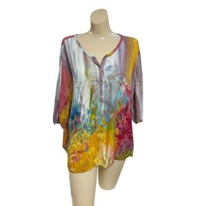 Parsley & Sage Women’s Top Pullover Colorful 3/4 Sleeves Size L. NWOT